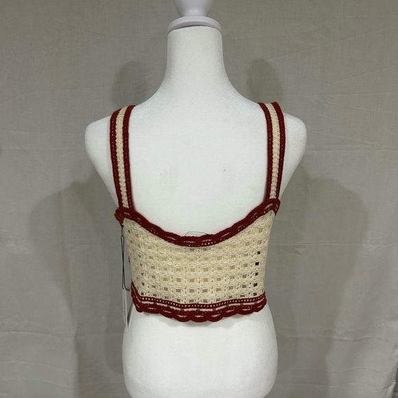Jason Wu NWT Rust and Cream Crochet Crop Top - Picture 3 of 4